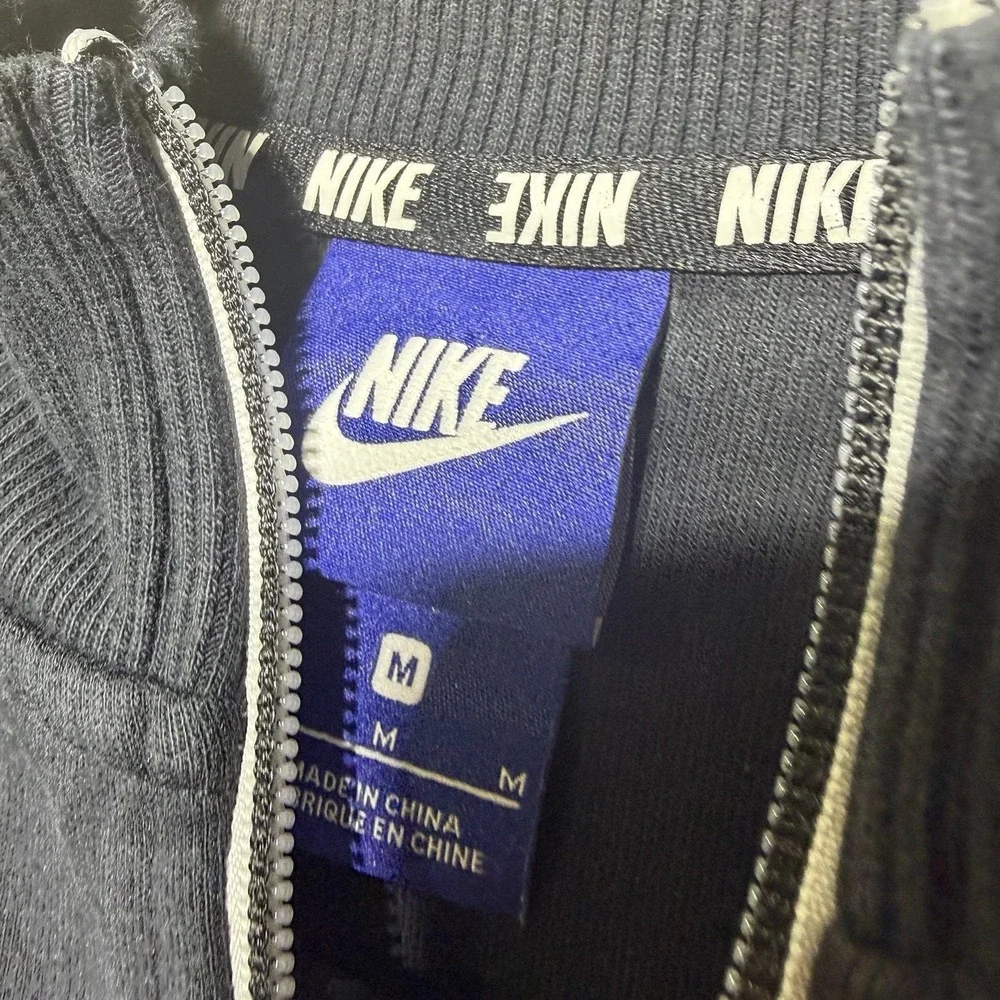 Nike Full Zip Jacket Mens Medium Black Athletic Track Sweatshirt Swoosh‎